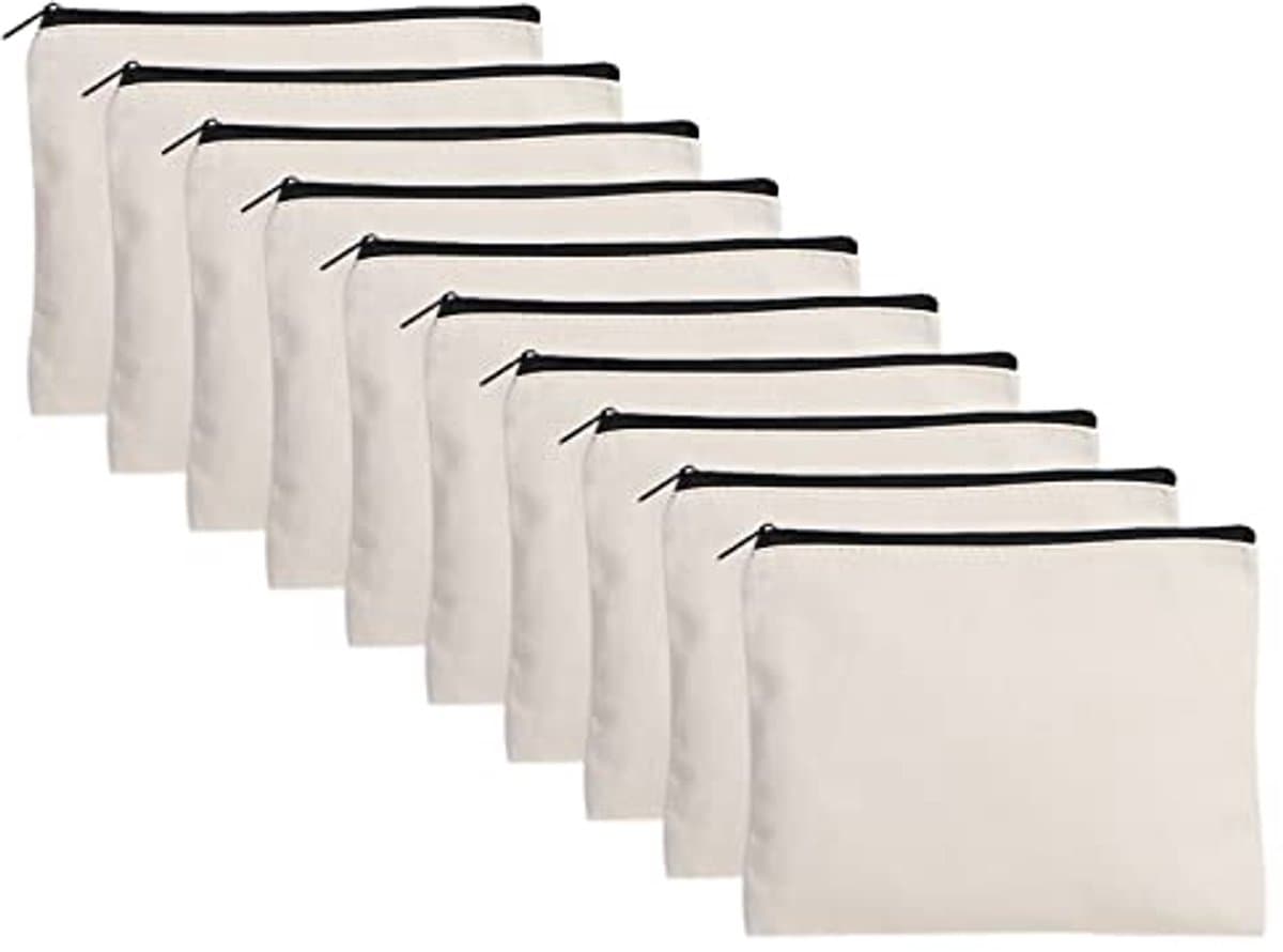 Zipper Fabric Bags - Set van 10 Lege Canvas Tassen voor Creatieve Projecten en Organisatie - 13x10cm — afbeelding 1