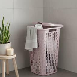 Plasticforte Wasmand Ventilation - 2x - met deksel - roze - kunststof - 51 liter - 43 x 35 x 61 cm - Badkamer - Wasgoed - Nieuw design - Zeer stevig — thumbnail 3
