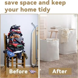 Waterdichte wasmand -36L speelgoedwasmand - Opbergmand voor vuile was - Kleine opvouwbare wasmand - Met versterkte houten handgreep -Voor wasgoed, badkamer (lengte 40 cm) — thumbnail 3