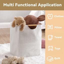 Waterdichte wasmand -36L speelgoedwasmand - Opbergmand voor vuile was - Kleine opvouwbare wasmand - Met versterkte houten handgreep -Voor wasgoed, badkamer (lengte 40 cm) — thumbnail 2