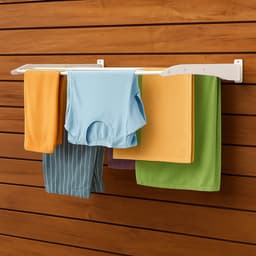 LUNOR Roma - Wasrek - Opklapbaar Wanddroogrek - 70x35 cm - Wit - RVS — thumbnail 3