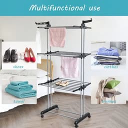 Uitschuifbaar Droogrek met Wielen – 3-Laags Opvouwbaar Droogrek voor Binnen en Buiten (170 cm) — thumbnail 1