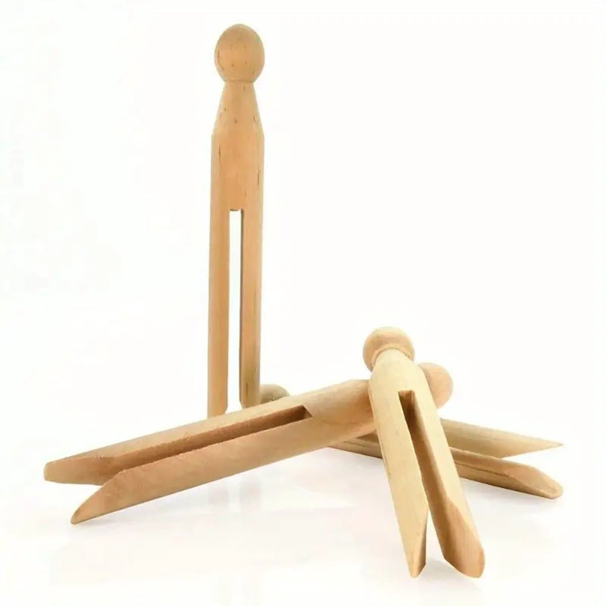 20 Stuks Traditionele Houten Wasknijpers – Klassiek en Stevig — afbeelding 1