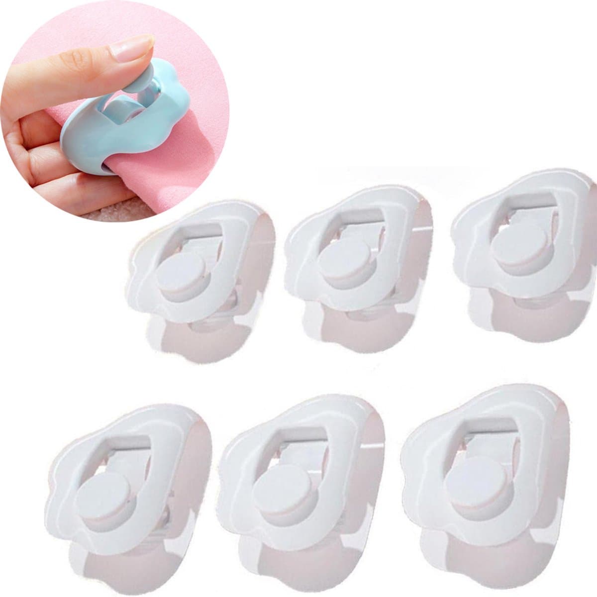 6 stuks Dekbedpinnen - Bed Sheet Holders - Quilt Clips - Dekbedovertrek Clips - Attachment Comforter - Quilt Fixing Clips - Om rommelige lakens te organiseren - Wit — afbeelding 1