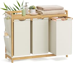 Budu Wasmand 3 vakken - Wassorteerder - Wasmanden Bamboe - 150L — thumbnail 1