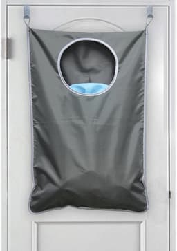 Ophangbare Wasmand - Wasmand Hangend - Polyester - Hangende Opvouwbare Waszak - Deurhaakjes - Rits - 76x51 cm - Grijs — thumbnail 2