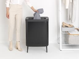 Brabantia Bo Hi Wasmand - met Deksel - 2 x 45 l - Wassorteerder - 2 Vakken - Matt Black — thumbnail 4