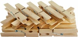 Wasknijper bewaarmandje/bakje - wit - incl. 100x wasknijpers - hout — thumbnail 5
