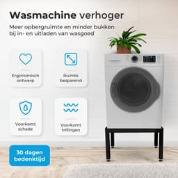 WassiStand Wasmachine Verhoger met Anti-Slip & Grip – Wasmachine Kast en Ombouw – Verhoging voor Wasmachine, Vaatwasser, Koelkast, Vriezer en Droger – Witgoed Verhoger - Inclusief 4 Dempers – Roestvrij – Maximaal 750 kg – 61x61x34cm - Zwart — thumbnail 5