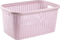 Plasticforte Wasmand - 35 liter - rotan - roze - kunststof - 53 x 36 x 26 cm — thumbnail 1
