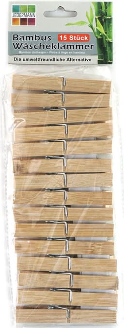 Jedermann wasknijpers - 45x - bamboe hout - 9,5 cm — thumbnail 2