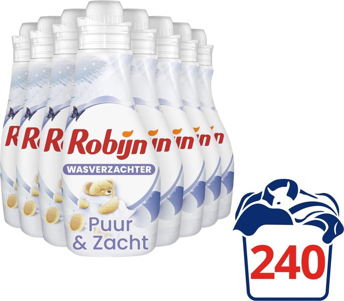 Robijn Puur & Zacht Wasverzachter - 8 x 30 wasbeurten - Voordeelverpakking — afbeelding 1