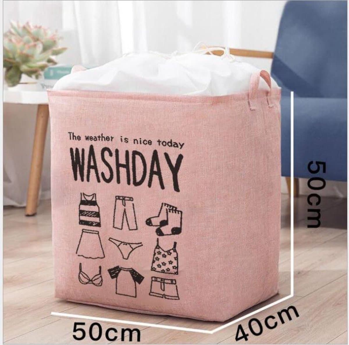 SUNMOOL Wasmand - Waszak - Laundry bag - Laundry basket - Opvouwbaar - 100 Liter - Roze — afbeelding 1