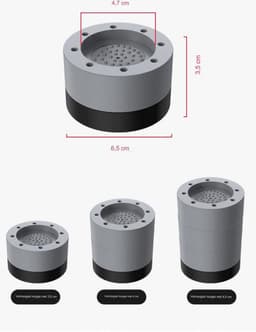 4-pack wasmachine anti-vibratie voetjes, verstelbare rubberen voetjes voor wasmachines, drogers, meubels, koelkasten, antislip, geluidsreductie（4.7x4.7x3.5cm） - Verhoogde voeten 3,5 cm — thumbnail 5