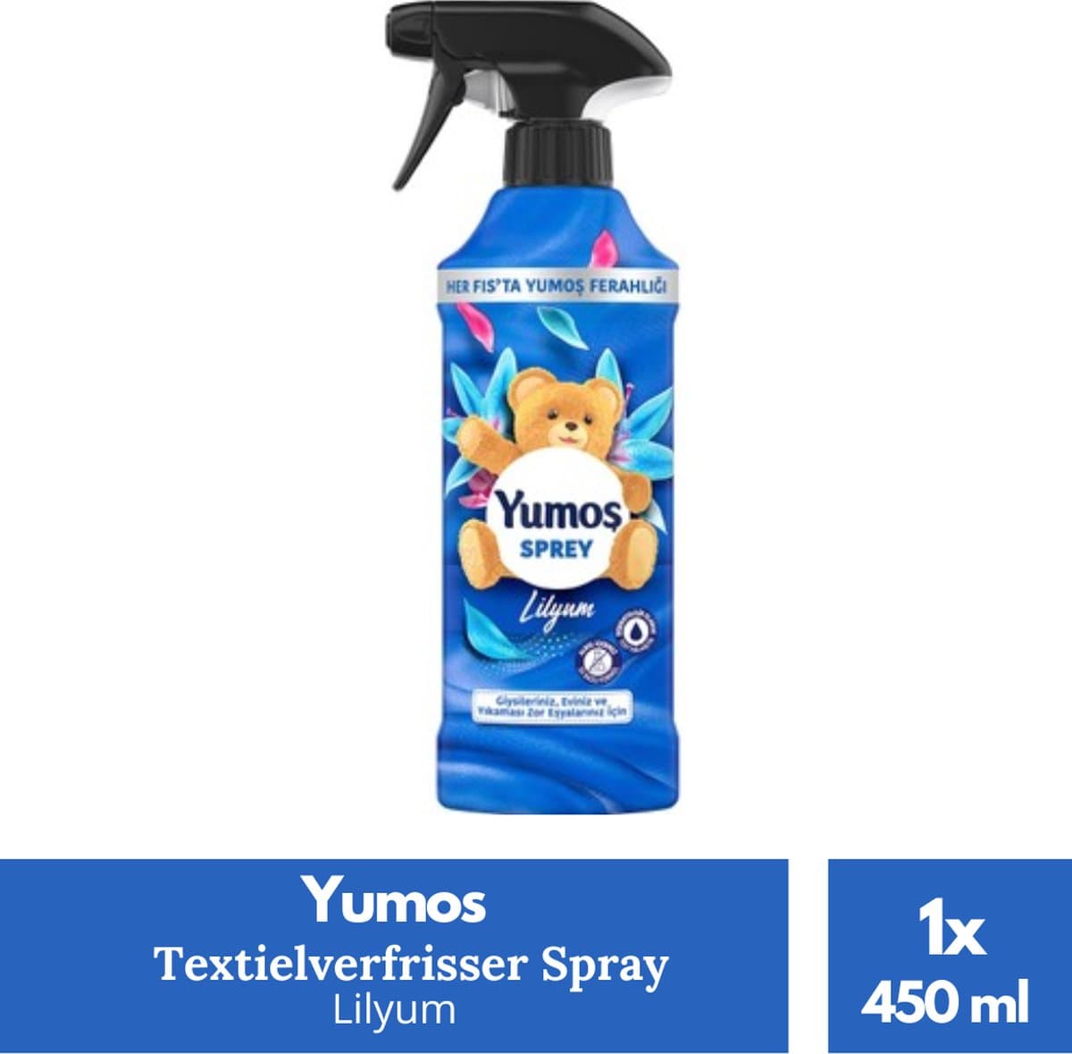 Yumos Textielverfrisser Lilyum textielspray verwijdert geuren en laat een frisse geur achter - 1x 450ml — afbeelding 1