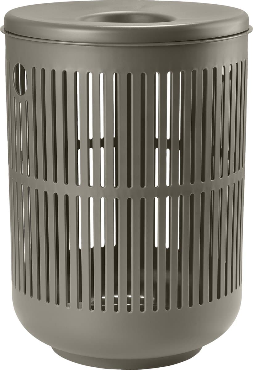 Zone Denmark Ume Wasmand met Deksel - 60 liter - Taupe - Kunststof - Ronde Wasmand met Hengsel - Wasbox of Opbergmand — afbeelding 1