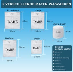 Dabé Waszakken - Wasnetten - Set van 5 - Wit - Witte Fijngaas Waszakken 5-Delige Set - Wasmachine.- Travelset — thumbnail 5