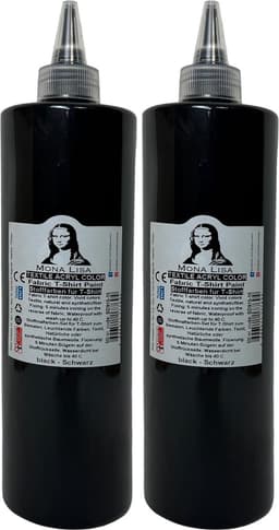 Südor Textielverf 1000 ml, zwart.Wasbestendige textielverf voor lichte stoffen. Wasmachinebestendig, wasbestendig. Fixatie door strijken (2 x 500 ml) — thumbnail 1