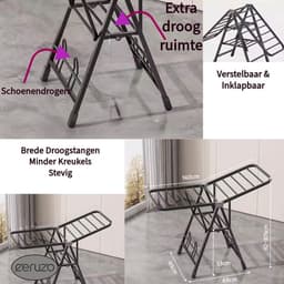 Droogrek - Inklapbaar - Staal- Inklapbaar -Zwart — thumbnail 2