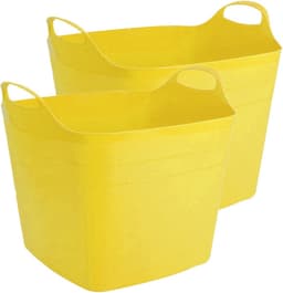 2x stuks flexibele kuip emmer/wasmand vierkant geel 40 liter - Opbergmanden — thumbnail 1