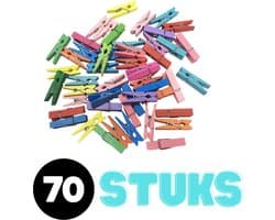 Mini Wasknijpers Set - 70 stuks - Houten Knijpers - Kleine Wasknijpertjes - Ophangen kaartjes/foto´s - Decoratie - Accesoire — afbeelding 1