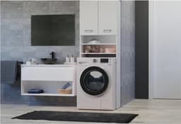 Kenz® - Wasmachinekast - Wit - 181 x 63,5 x 30 cm - Ombouwkast - Drogerkast - Nis 89 cm hoog - Wasruimte - Opbergkast - Ruimtebesparend - Functioneel Meubel - Bovenkast - Wasmachine Kast — thumbnail 3