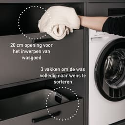 Lifestyle Studio Flow Wasmandkast met 3 wasvakken - Wasmeubel Antraciet - Softclose - 67 x 68 x 164 cm — thumbnail 4