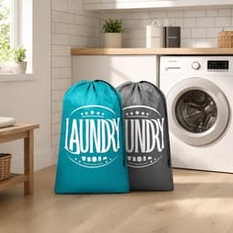 Waszakken voor reizen - Opvouwbare en herbruikbare vuilwaszakken met trekkoord, ideaal voor vakantie en thuis, 61 x 91 cm, perfect voor kleding en wasgoed — thumbnail 4