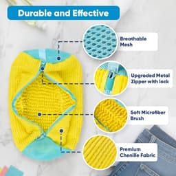 2 Stuks Waszak Schoenen - Schoenwaszak voor Wasmachine - Wasnet voor Schoenen - Waszakken voor Sneakers - Met Rits en Hangende Ring – 360° Uitgebreide Reiniging - Schoenwaszak voor Sport, Witte Schoenen — thumbnail 3