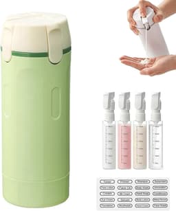 4-in-1 reisdispenser, navulbaar, lekvrij design, groen | Draagbare reisflessen om te vullen, altijd bij de hand, shampoo, crème, spoeling, lichaamsverzorging — thumbnail 1