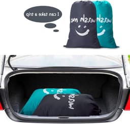 Set van 2 Waszakken 120 Liter voor Vuile Was, Grote Vouwbare Wasmand, Opbergzak voor Reis en Thuisgebruik, 61 x 92 cm Grijs/Blauw — thumbnail 2