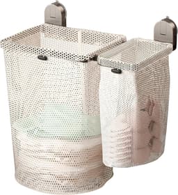 Ulisem - Zuignap wasmand - 2026 nieuw grijs set groot + klein - Wandmontage zonder boren - Sterke zuignap voor glas en tegels - Afneembare mesh zak voor wasgoed - Ademend gaas voorkomt geurtjes - Voor student, slaapkamer en badkamer - Grijs — thumbnail 1