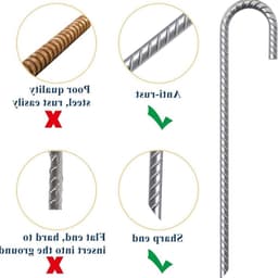 Duurzame 30 cm grondankers met J-haak, roestbestendig staal, ideaal voor campingtent en tuinondersteuning, 10 stuks — thumbnail 3