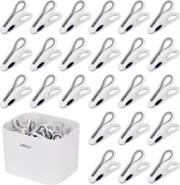 SnelShoppen - 36 Stuks Kledingknijpers met Opbergmand, Onzichtbare Klemmen, Sterke Klemkracht, Anti-slip Klem, Voor Wasrek of Waslijn (Wit) — thumbnail 1