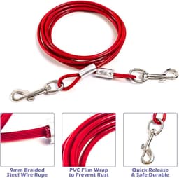 SnelShoppen - Rode Spiral Anchor 40 cm met 5 mm x 3 m Stalen Kabel Grondanker voor Honden, 80 kg Trekvermogen, Perfect voor Camping, Tuin en Reisacces — thumbnail 4