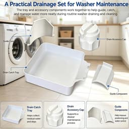 4 stuks - Afvoerbak voor wasmachine - Universeel type - 3D-geprinte waterdichte bak - Wateropvang en - Afvoer - Lekbak van de wasmachine - Eenvoudig te installeren - Geschikt voor kelders, appartementen, stacaravans, garages en huurwoninge — thumbnail 4
