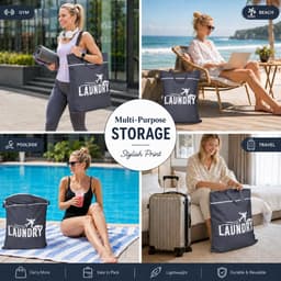 SnelShoppen - Waszakken voor op reis set van 2, Oxford-stof, opvouwbare waszak voor vuile was, waterafstotende opbergtas voor kleding, schoenen en cos — thumbnail 3