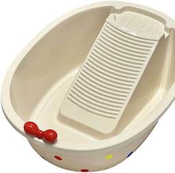 Wasbord Wastafel - Handwasbak - Kleine Kleding Wassen - Ingebouwd Schrob-oppervlak - 56.5 cm Lengte - Neutrale Kleur — thumbnail 4
