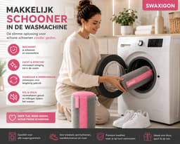 SWAXIGON - Schoenwaszak - Waszak voor schoenen - Herbruikbaar - Wasmachine&Droger - voor Sneakers en Tennisschoenen- Grijs/Pink — thumbnail 2