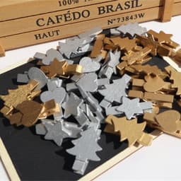 Dailygoods - 50 stuks mini-houten knijpers voor fotowand, fotoklemmen, decoratie, wasknijpers, hout, klein, kleurrijk, met kerstboom, ster en hart, voor doe-het-zelf foto's, bruiloft, cadeau, handwerk, decoratie — thumbnail 4