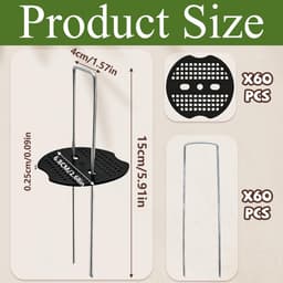 Dailygoods- Onkruidvlieshaken 60 stuks - Grondankers - U-vormige Haringen - Verzinkte Stalen Palen - Bufferschijven 150 x 40 mm - Duurzaam en Herbruikbaar — thumbnail 4