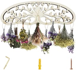 Dailygoods - Houten Kruiden Droogrek - Wandmontage met 11 Haken voor Droge Planten en Decoratie — thumbnail 1