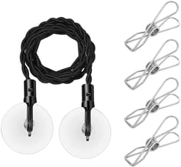 Dailygoods- Reiswaslijn Uittrekbaar 1,2 m - 2,8 m Rekbaar - 4 Roestvrijstalen Clips - Draagbaar - Reisaccessoires - Geschikt voor Outdoor Camping - Waslijn — thumbnail 1