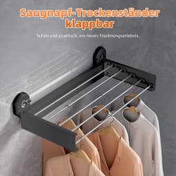 Dailygoods- Droogrek met zuignap - Inklapbaar - Wandmontage - Ruimtebesparend - Kledingrek - Duurzame constructie 50 x 25 cm - Wasrek — thumbnail 3