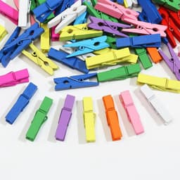 Mini Wasknijpers - Houten Clips - Foto's Ophangen - Regenboog Kleuren - 100 Stuks - Multicolor — thumbnail 3