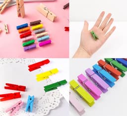 Houten Mini Klemmen - Kleine Knijpers - Foto's Ophangen - Inclusief Jute Touw - 100 Stuks - Wit — thumbnail 5