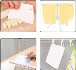 Pasta Droger voor Verse Pasta - Vouwbare Plastic Spaghetti Droger - Pasta Houder met 10 Armen - Droger voor het Drogen van Pasta met 2 Deegschrapers — thumbnail 5
