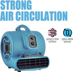 Centrifugale Ventilator - Tapijtdroger Blower - Vloeren Drogen - Stapelbaar Ontwerp - 3200 CFM - Blauw — thumbnail 5
