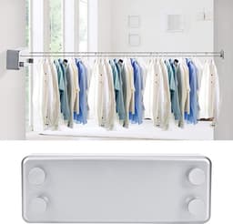 Kledinglijn Oprolbaar 4 m - Waslijn Uittrekbaar - Aluminium en Roestvrij Staal - Geschikt voor Binnen - Eenvoudig te Installeren - Voor Kleding en Quilts — thumbnail 4