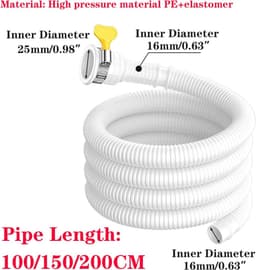 KZQ Flexibele Afvoerslang Voor Airconditioning 1,5 M Met Op Maat Te Snijden Rubberen Adapter En Slangklem Wit Universeel Voor Airco En Warmtepomp — thumbnail 5